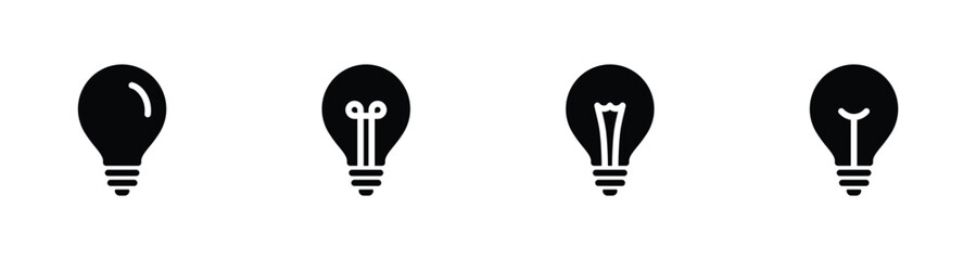Lightbulb Icon Set. Bulb lamp icon, Lamp icons, Idea light bulb icon vector illustration. - obrazy, fototapety, plakaty