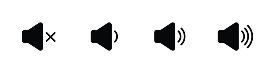 Speaker Set Icon. Sound Icon. volume icon vector illustration - obrazy, fototapety, plakaty