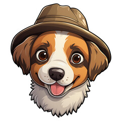 cute dog wearing hat clipart kids illustration for stickers,t-shirt, with transparent background