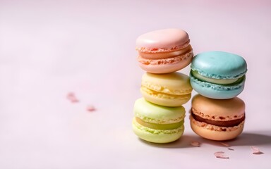 French macaroon on pastel color background