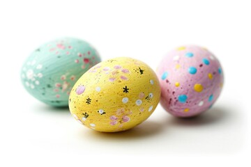 Fototapeta na wymiar Colorful hand painted Easter eggs on white background.