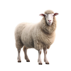 Full body portrait of a sheep isolated on white background