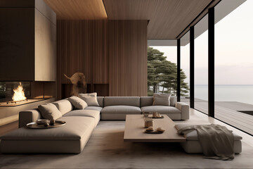 Fototapeta premium Minimalist Design Masterpiece Living Room and Lounge