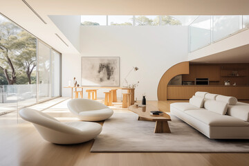 Fototapeta na wymiar Modern Minimalist Interior Living Room and Lounge