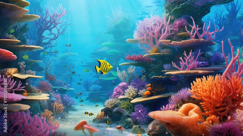 Wall mural A vibrant coral reef bustling with marine life