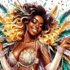 Rio Carnival Splendor: Radiant Afro-Brazilian Beauty