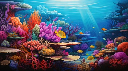 Fototapeta na wymiar A vibrant coral reef bustling with marine life
