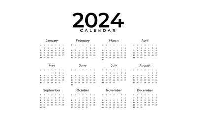 Vector modern 2024 new year calendar template organize daily event