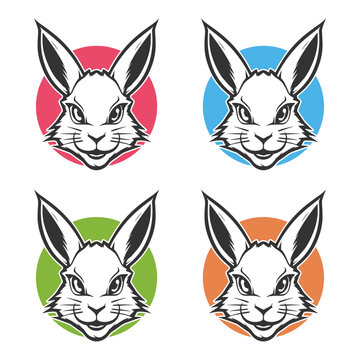 Rabbit Illustration Clip Art Design Shape. Bunny Silhouette Icon Vector.