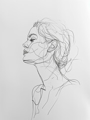 A Minimal Illustration Of A Person's Profile In A Single Line Drawing