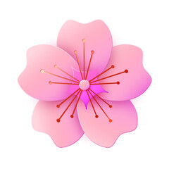 Vector cute pink flower on white background