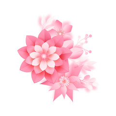 Vector pink spring flower on white background