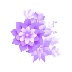 Vector purple spring flower on white background