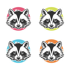 Raccoon Illustration Clip Art Design Shape. Mascot Silhouette Icon Vector.