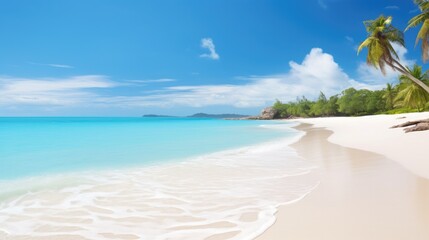 Fototapeta na wymiar A pristine beach with powdery white sand and crystal-clear waters.