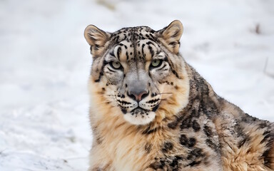 Photo of snow Leopard Generative AI.