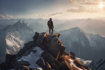 Adventurer conquers summit. Generative AI