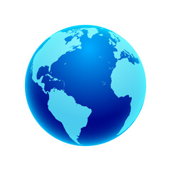 vector world globe map. north america centered map. blue planet sphere