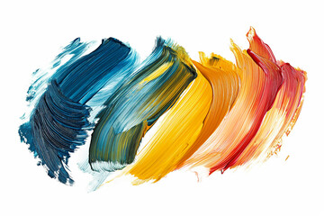 Abstract acrylic color brush strokes. Collection. Isolated on white. Generative AI