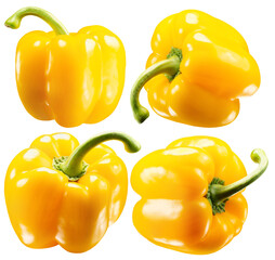 collection of the yellow peppers isolated on the white background