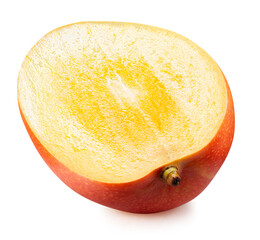 half of the mango isolated on white background