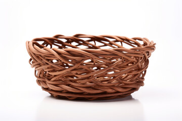 wicker basket, brown basket on white background, basket of vines, series, white background, isolated