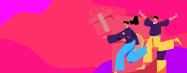Naklejka premium Holiday shopping people doing e-commerce online shopping flat vector concept operation hand drawn illustration 