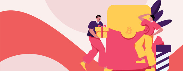 Holiday shopping people doing e-commerce online shopping flat vector concept operation hand drawn illustration
