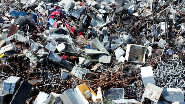 Aerial shot of trash at a landfill.