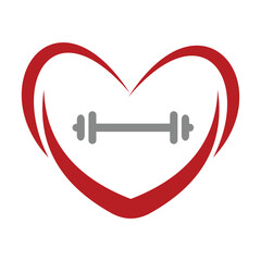 heart and gym logo design