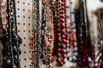 Assorted Thrifted Necklaces on Sale and Display