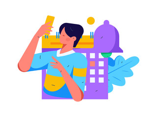 Notification announcement vector creative flat hand drawn illustration
