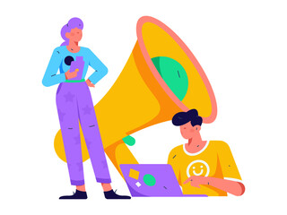 Notification announcement vector creative flat hand drawn illustration
