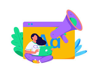 Notification announcement vector creative flat hand drawn illustration
