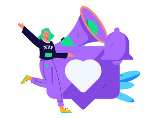 Notification announcement vector creative flat hand drawn illustration
