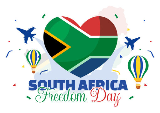 Happy South Africa Freedom Day Vector Illustration on 27 April with Waving Flag and Ribbon in National Holiday Flat Cartoon Background Design - Powered by Adobe