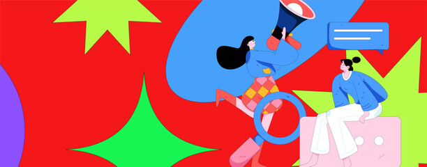 Notification announcement vector creative flat hand drawn illustration
