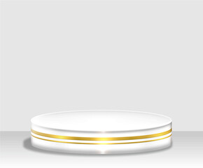 Empty podium or pedestal display scene on white background with cylinder stand concept.