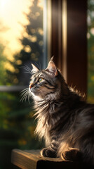 American Short Hair Cat Outdoor Golden Hour