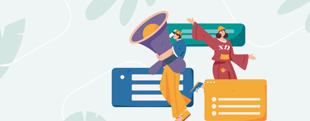 Notification announcement vector creative flat hand drawn illustration
