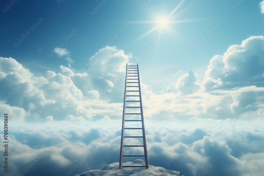 Poster a visual metaphor of a ladder, representing the upward mobility and access to opportunities that soc