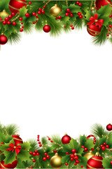 Obraz na płótnie Canvas Christmas border frame PNG transparent background