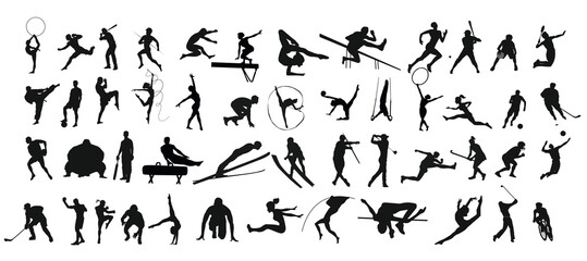 set of silhouettes of sport people © bhupen