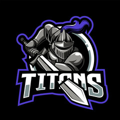 white guardian knight mascot esport game logo