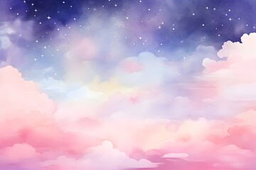 Watercolor soft magical space with stars and fantasy clouds for galaxy art texture galaxy wallpaper