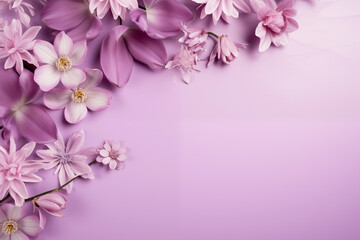 Fototapeta na wymiar pink and white flowers on violet board