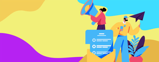 Notification announcement vector creative flat hand drawn illustration
