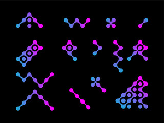 Set of technology connection with abstract dot, molecule logo template 