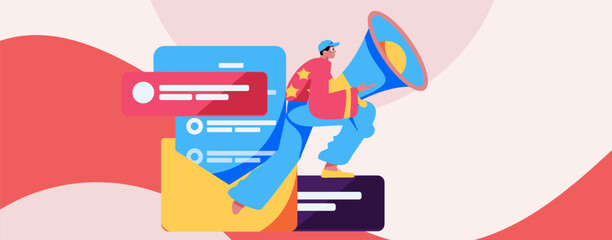 Notification announcement vector creative flat hand drawn illustration
