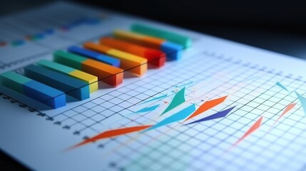 White Workspace with charts. business reports for analysis